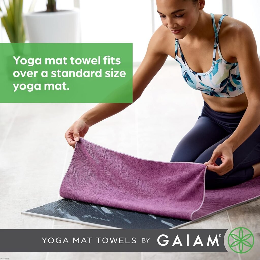 Gaiam Yoga Mat Towel Microfiber Mat-Sized Yoga Towel for Hot Yoga