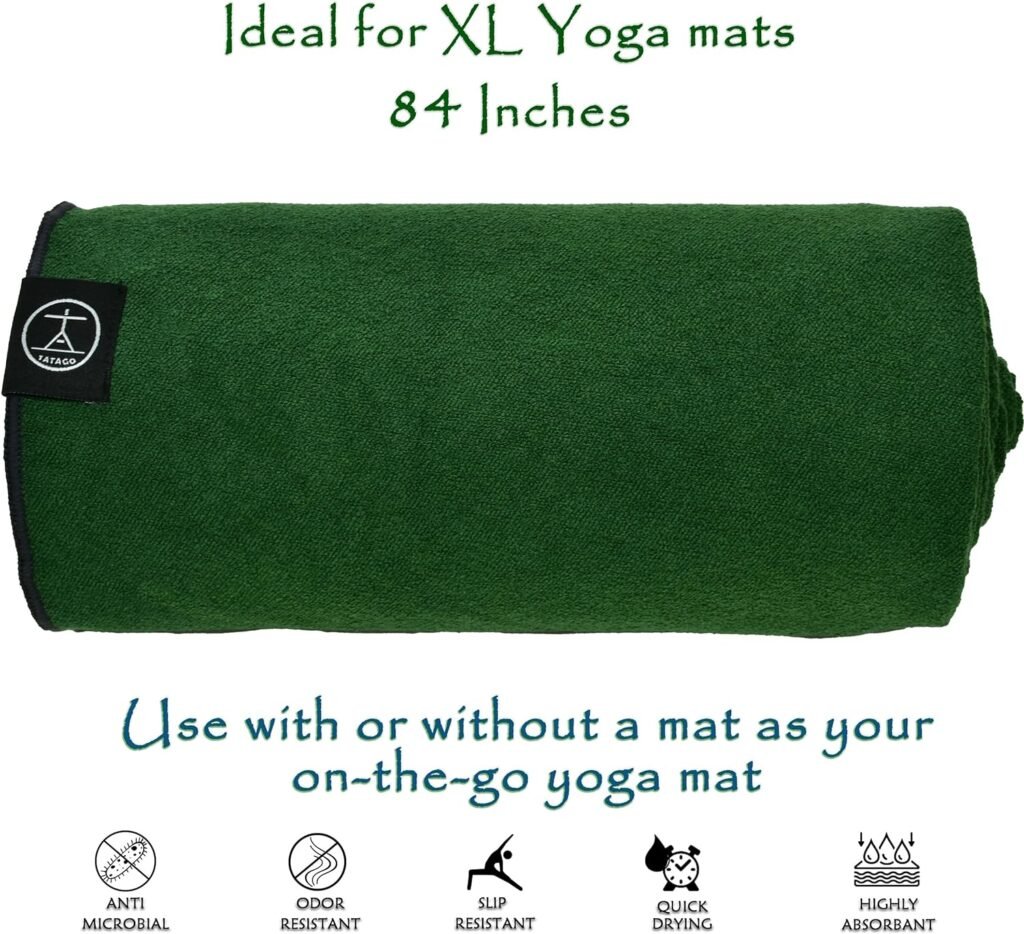 Hot Yoga Towel Non Slip for an Extra Large Yoga Mat. Our Yoga Mat Towel Non Slip Silicone Dabs  Absorbent Microfiber Blend Gives You More Grip As You Drip!