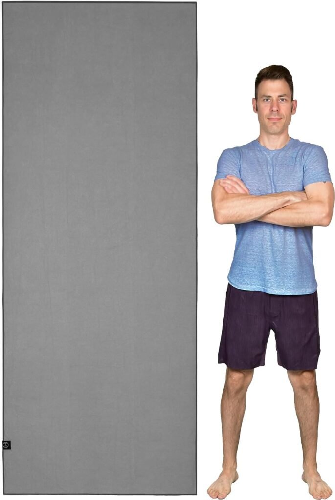 Hot Yoga Towel Non Slip for an Extra Large Yoga Mat. Our Yoga Mat Towel Non Slip Silicone Dabs  Absorbent Microfiber Blend Gives You More Grip As You Drip!