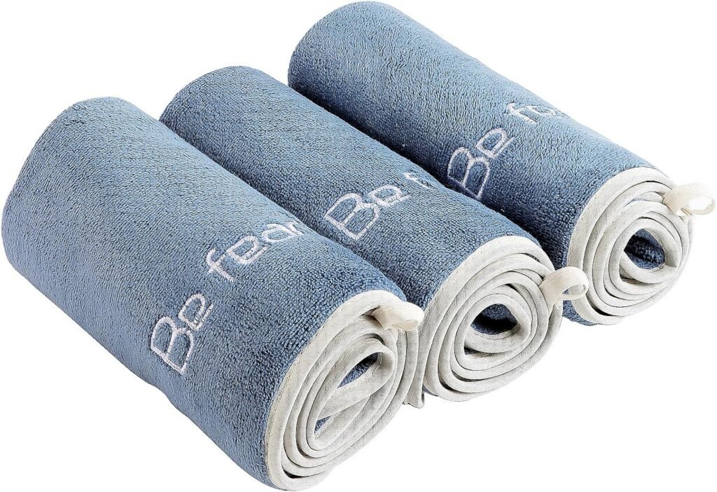 Microfiber Gym Towel Set for Men Women, Super Soft and Quick-Drying Towels for Fitness, Yoga, Cycling, Swimming (3 Pack, Blue+Grey+Purple)