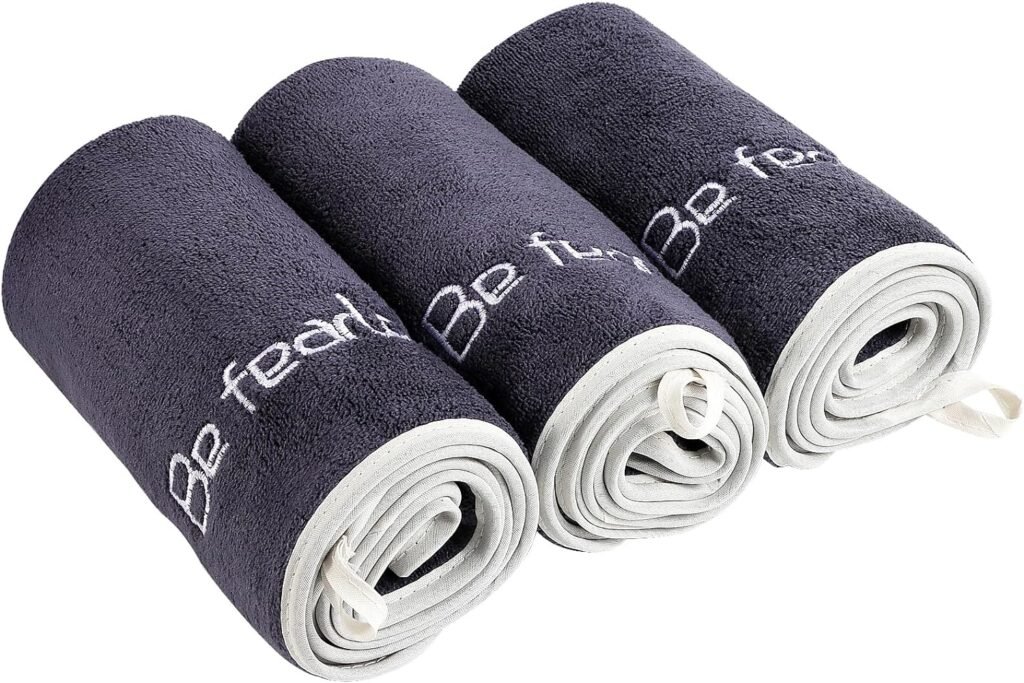 Microfiber Gym Towel Set for Men Women, Super Soft and Quick-Drying Towels for Fitness, Yoga, Cycling, Swimming (3 Pack, Blue+Grey+Purple)