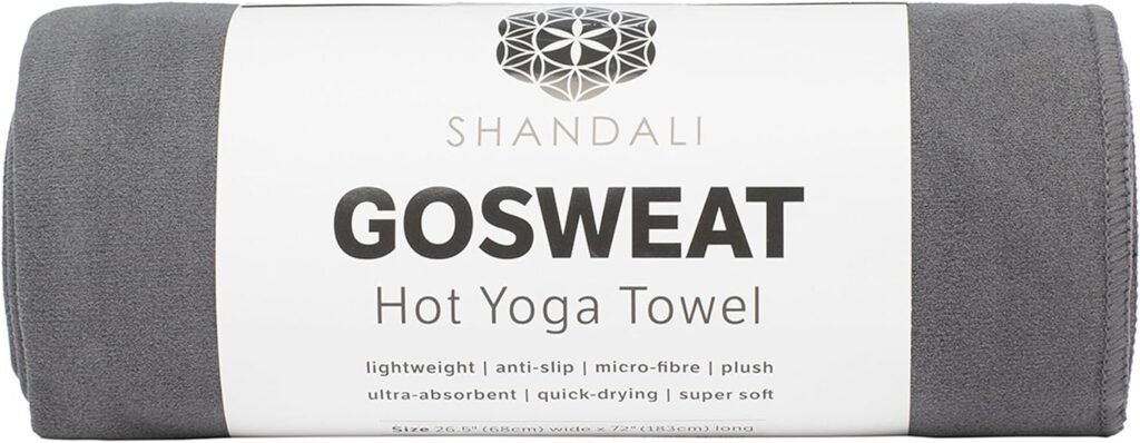 Shandali GoSweat Non-Slip Hot Yoga Towel with Super-Absorbent Soft Suede Microfiber in Many Colors, for Bikram Pilates and Yoga Mats.