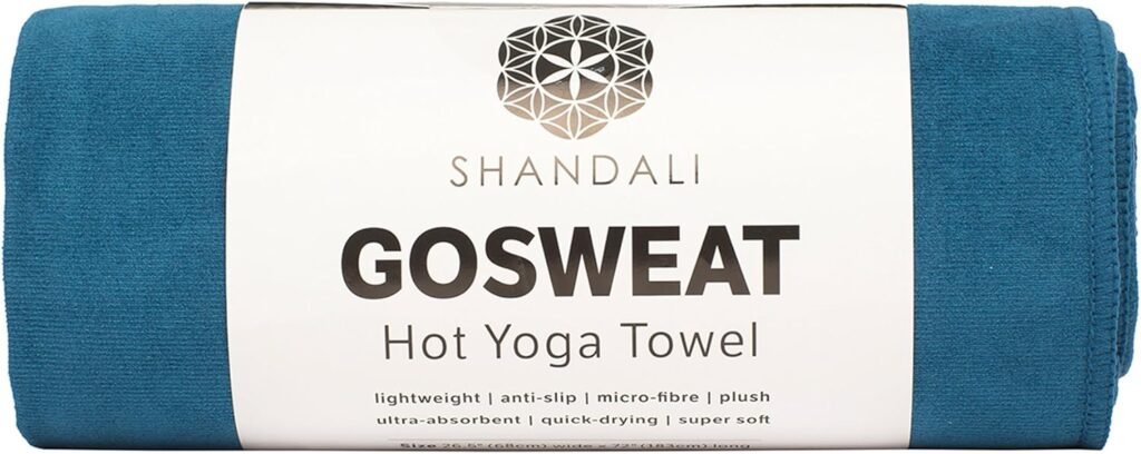 Shandali GoSweat Non-Slip Hot Yoga Towel with Super-Absorbent Soft Suede Microfiber in Many Colors, for Bikram Pilates and Yoga Mats.