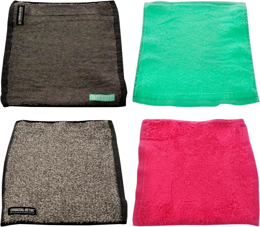 Eco Mini Gym Towels for Working Out - Double Activated Charcoal Sweat Towels for Gym and Sports - Soft and Absorbent Cotton - No Synthetic Microfibers - 4 Piece Exercise Towel Set