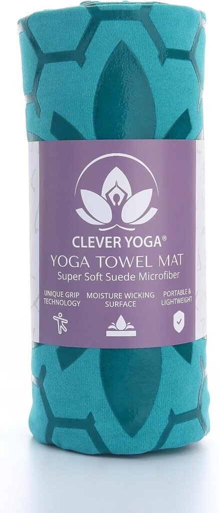 Clever Yoga Mat Towel Non-Slip for Hot Yoga. Grippy Double Sided Suede Microfiber Towel Non-Slip Grip. Multifunctional - No Slip Yoga Mat Towel - Mat Cover - The Travel Yoga Mat Non Slip