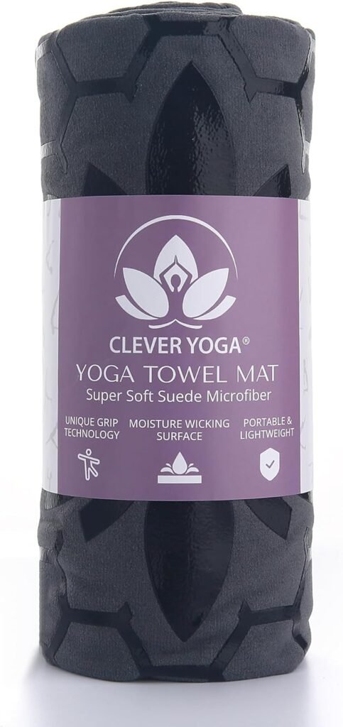 Clever Yoga Mat Towel Non-Slip for Hot Yoga. Grippy Double Sided Suede Microfiber Towel Non-Slip Grip. Multifunctional - No Slip Yoga Mat Towel - Mat Cover - The Travel Yoga Mat Non Slip