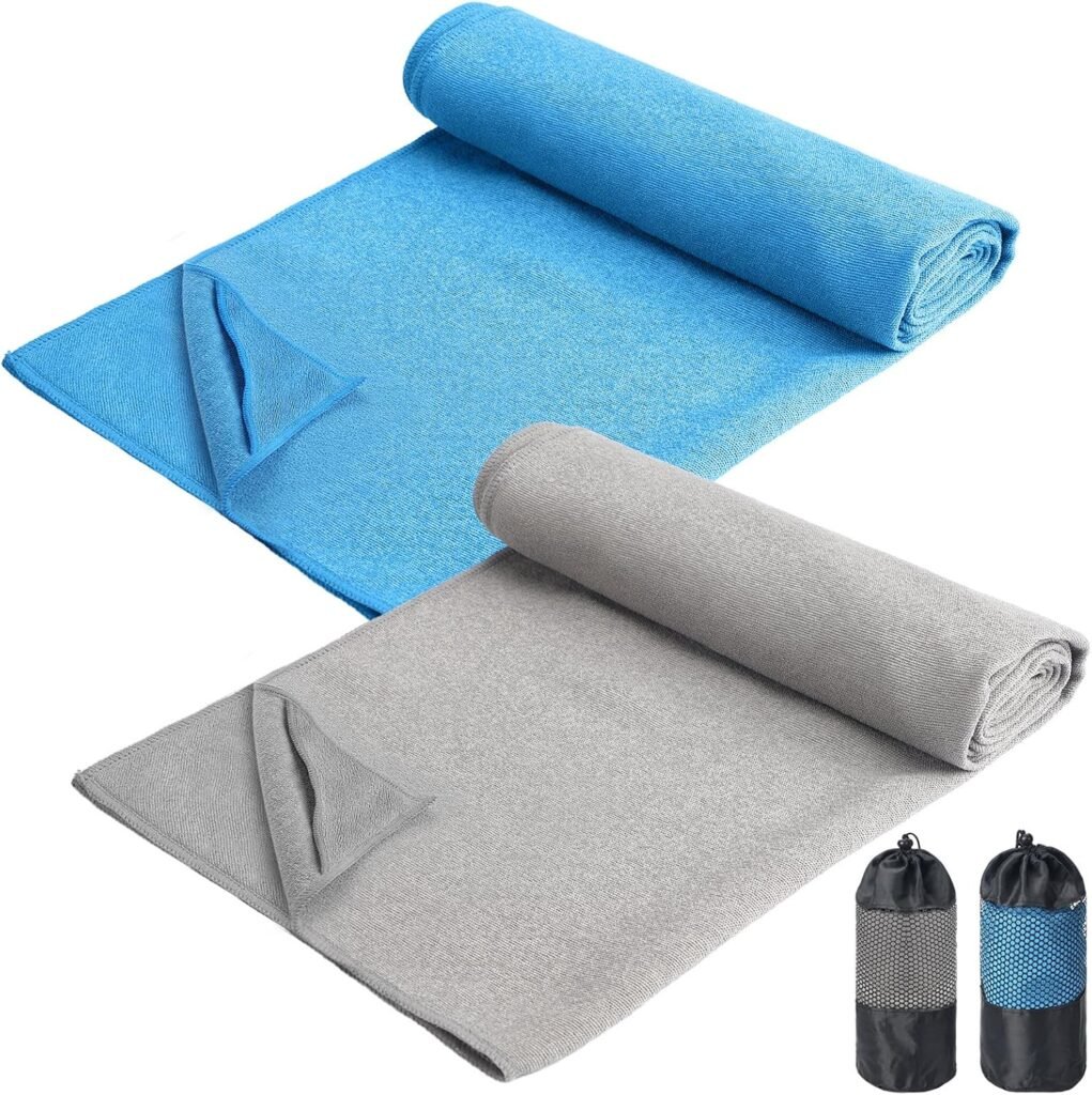 2 Yoga Towel Hot Yoga Mat Towels Non Slip Sweat Absorbent Microfiber Yoga Towel with Corner Pockets 72 x 25 in