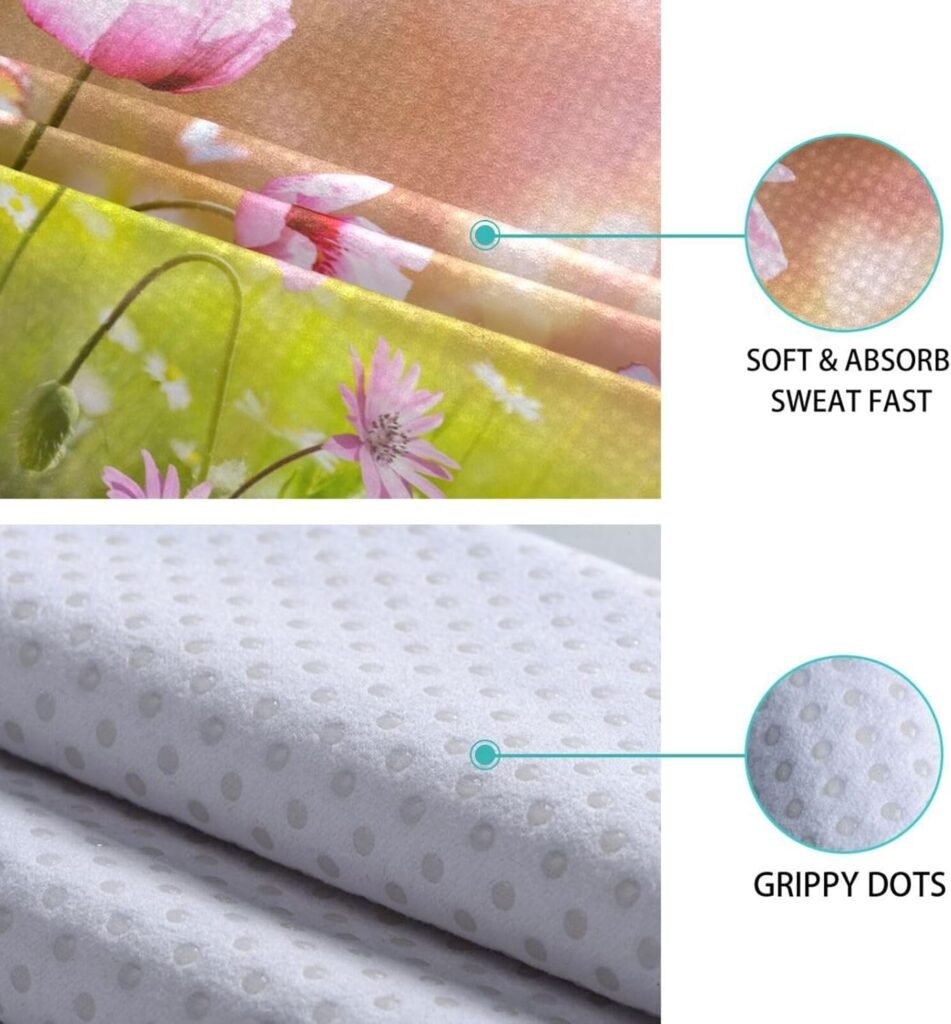 susiyo Non-Slip Yoga Mat Towel,Hot Yoga Towel for Sweat  Grip Dots,Spring Sunny Field Yoga Mat Cover Blanket for Hot Yoga Bikram Pilates Gym Travel