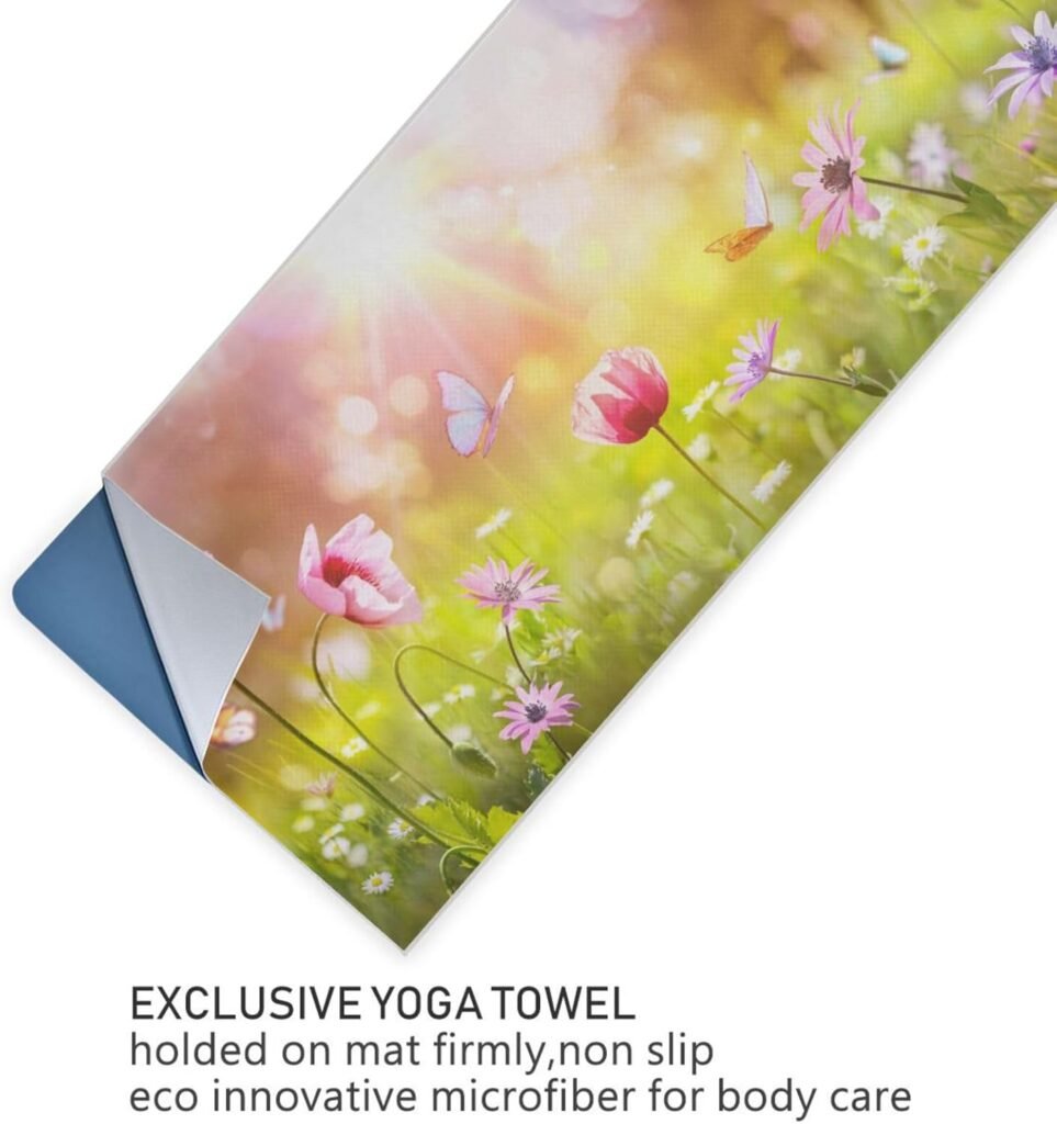 susiyo Non-Slip Yoga Mat Towel,Hot Yoga Towel for Sweat  Grip Dots,Spring Sunny Field Yoga Mat Cover Blanket for Hot Yoga Bikram Pilates Gym Travel